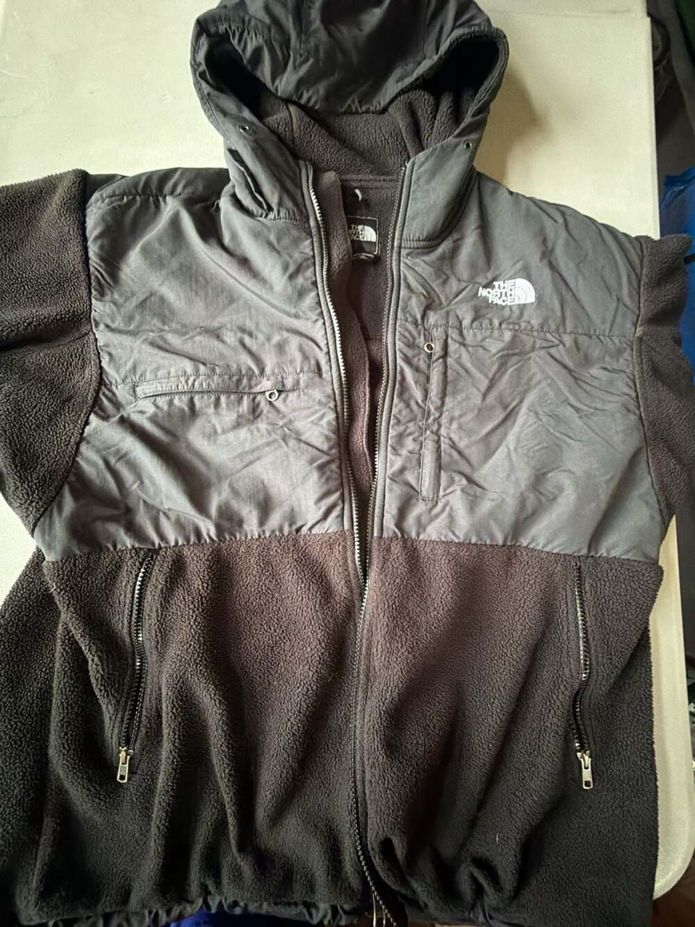 The North Face Denali Hoodie Size Large Black Polartec Fleece Full Zip